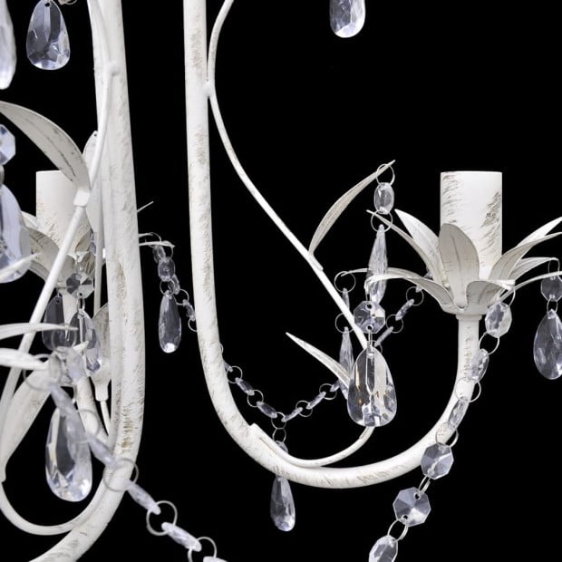 Crystal Pendant Ceiling Lamp Chandeliers 4 Pcs Elegant White Image 3