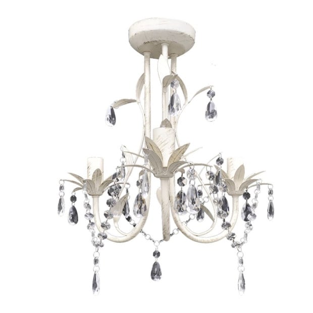 Crystal Pendant Ceiling Lamp Chandeliers 4 Pcs Elegant White Image 4