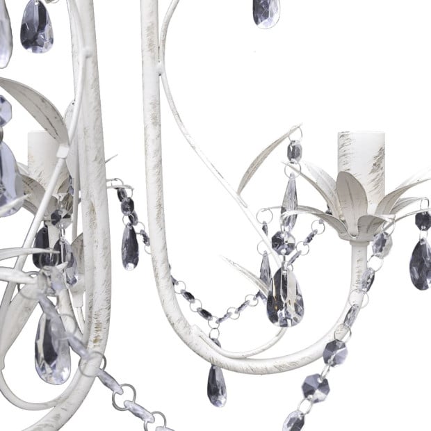 Crystal Pendant Ceiling Lamp Chandeliers 4 Pcs Elegant White Image 5