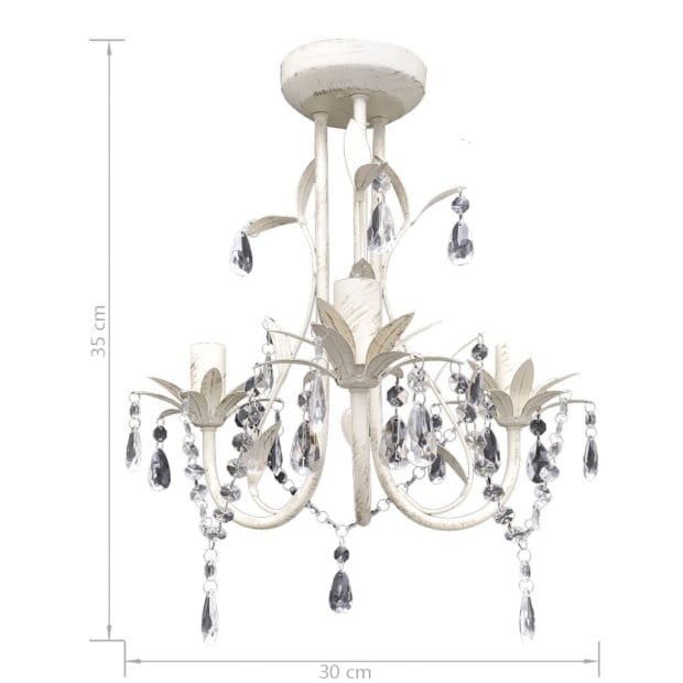 Crystal Pendant Ceiling Lamp Chandeliers 4 Pcs Elegant White Image 6