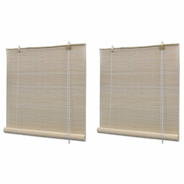 Natural Bamboo Roller Blinds 2 Pcs 120x160 Cm