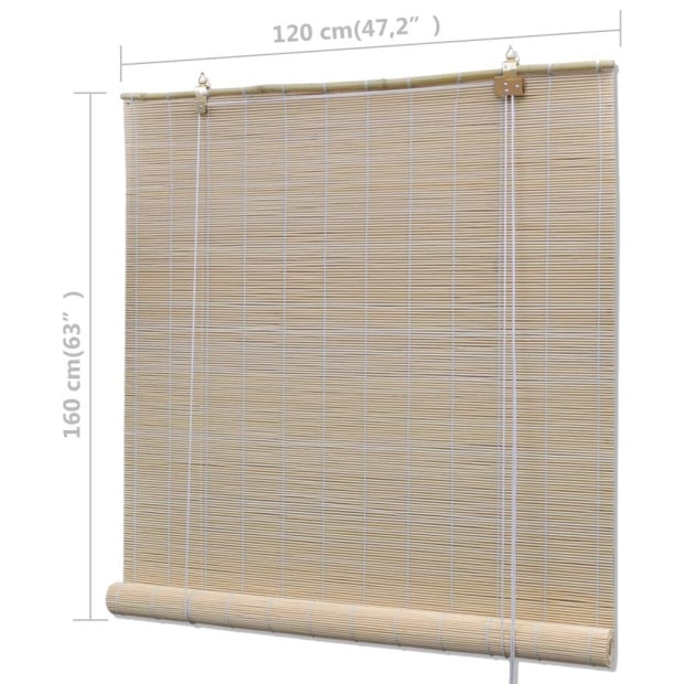Natural Bamboo Roller Blinds 2 Pcs 120x160 Cm Image 7