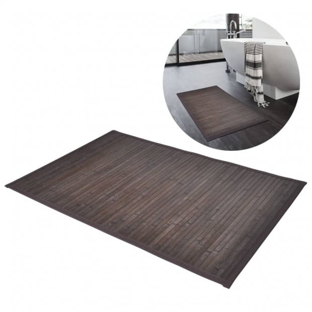 Bamboo Bath Mats 2 Pcs 60x90 Cm Dark Brown Image 3
