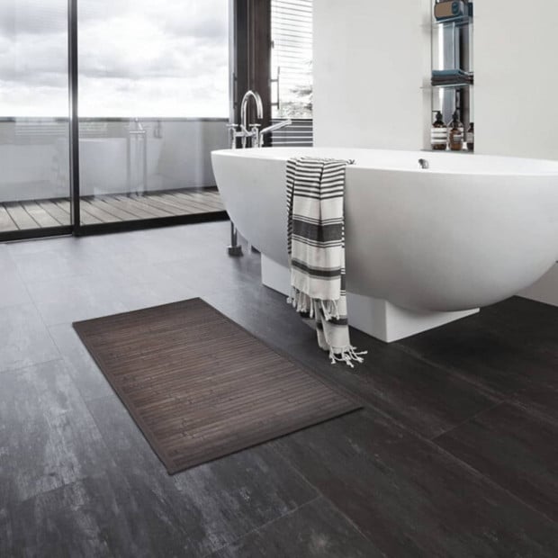 Bamboo Bath Mats 2 Pcs 60x90 Cm Dark Brown Image 2