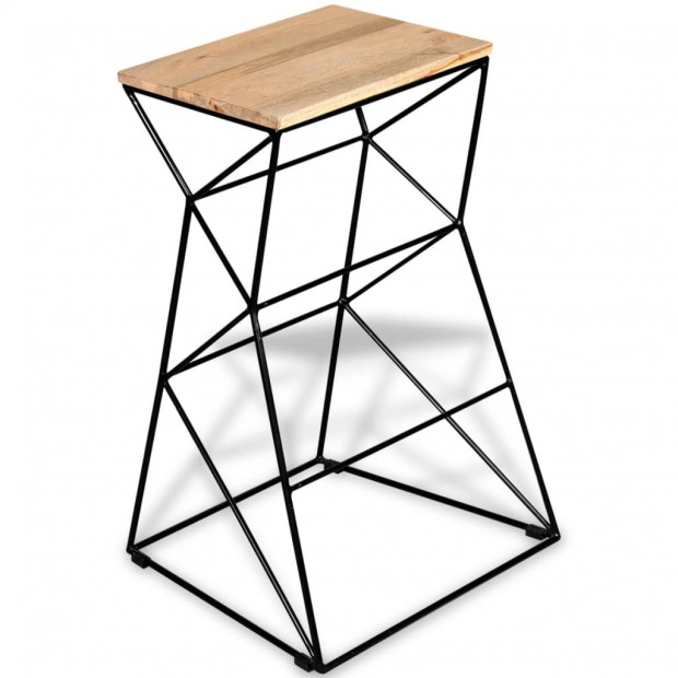 Bar Stools 2 Pcs Solid Mango Wood Image 2