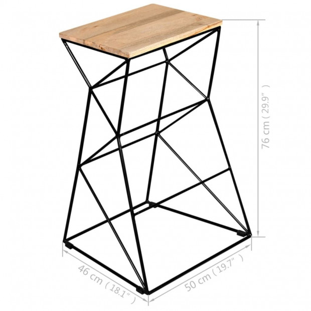 Bar Stools 2 Pcs Solid Mango Wood Image 6