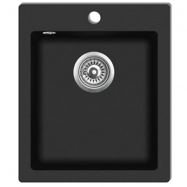 Overmount Kitchen Sink Single Basin Granite Black