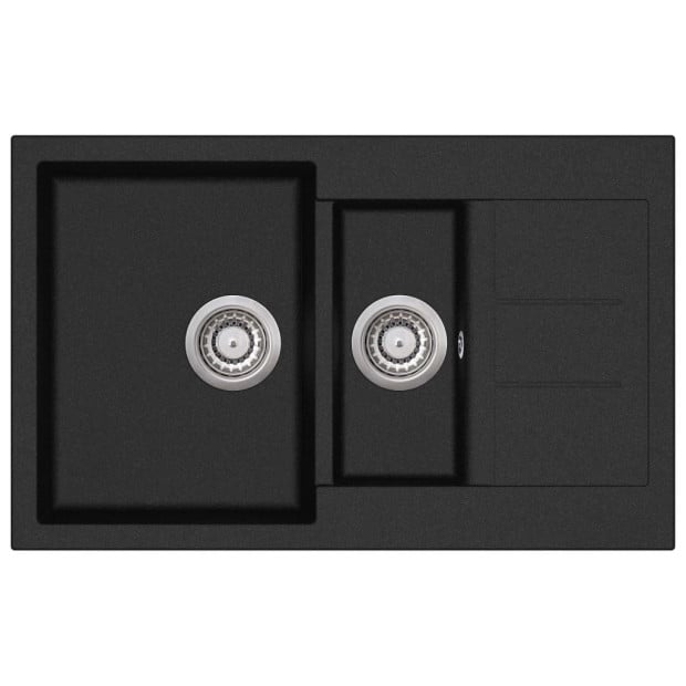 Granite Kitchen Sink Double Basin Black Image 2