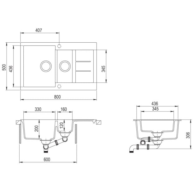 Granite Kitchen Sink Double Basin Grey Image 5