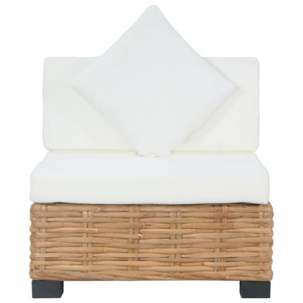 Armless Sofa With Cushions Natural Rattan Image 2