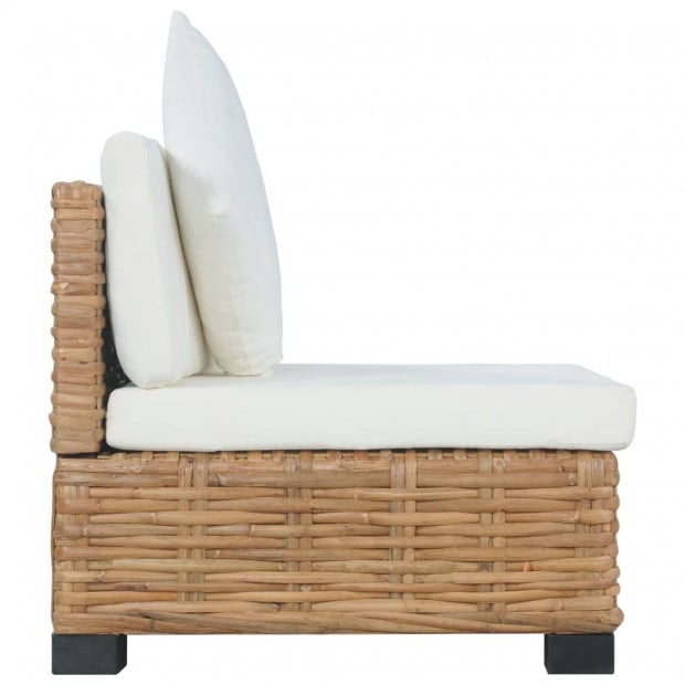 Armless Sofa With Cushions Natural Rattan Image 3