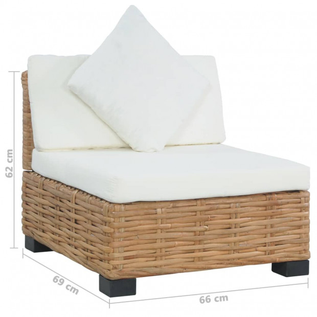 Armless Sofa With Cushions Natural Rattan Image 8