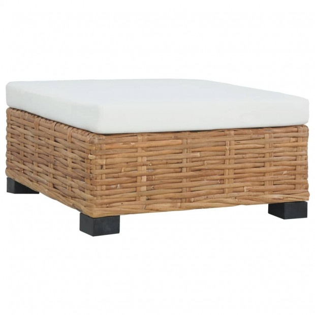 Footrest With Cushion Natural Rattan