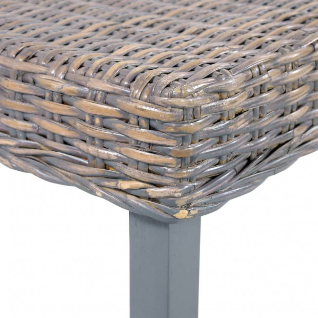 Bench 110 Cm Grey Natural Kubu Rattan And Solid Mango Wood Image 5