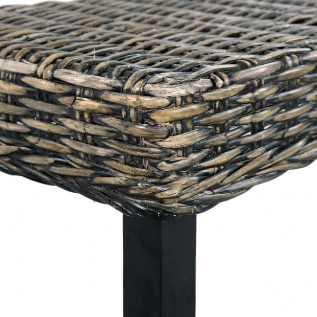 Bench 110 Cm Black Natural Kubu Rattan And Solid Mango Wood Image 4