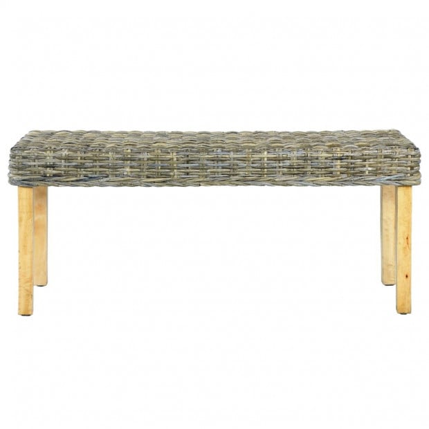Bench 110 Cm Natural Kubu Rattan And Solid Mango Wood Image 2