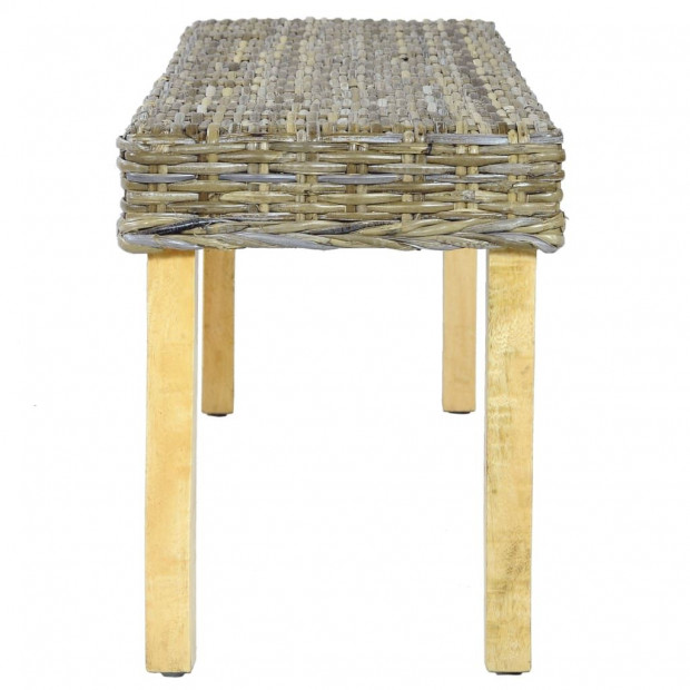 Bench 110 Cm Natural Kubu Rattan And Solid Mango Wood Image 3