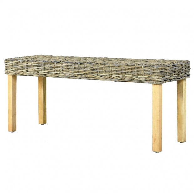 Bench 110 Cm Natural Kubu Rattan And Solid Mango Wood Image 4