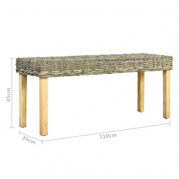 Bench 110 Cm Natural Kubu Rattan And Solid Mango Wood Image 6