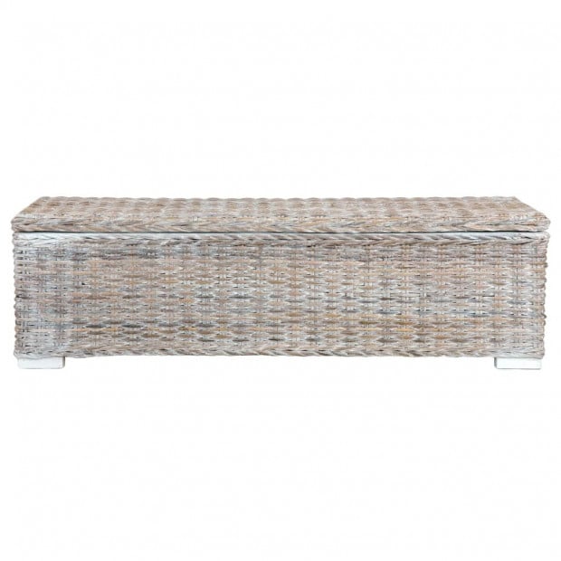 Storage Box 120 Cm White Kubu Rattan And Solid Mango Wood Image 2