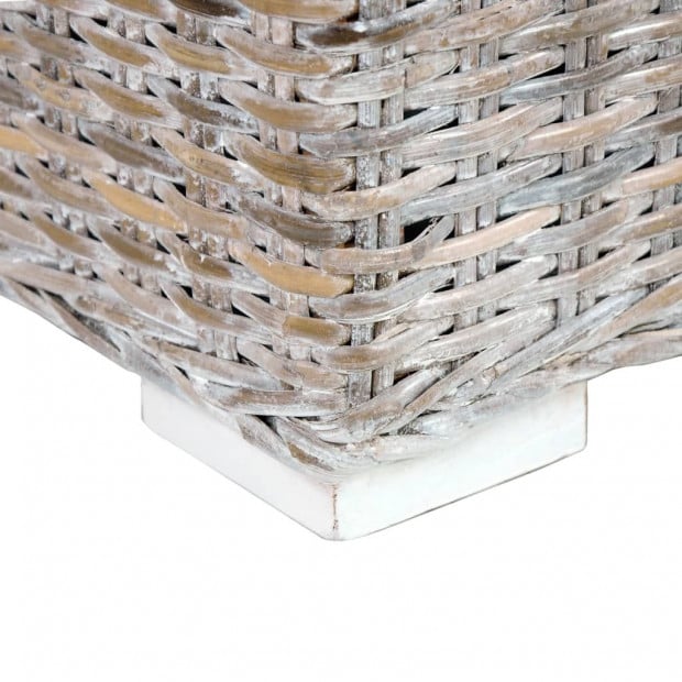 Storage Box 120 Cm White Kubu Rattan And Solid Mango Wood Image 4