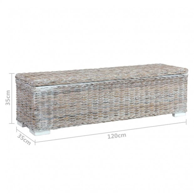 Storage Box 120 Cm White Kubu Rattan And Solid Mango Wood Image 5
