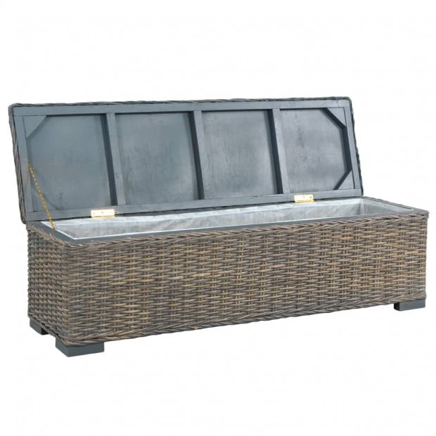 Storage Box 120 Cm Grey Kubu Rattan And Solid Mango Wood Image 2