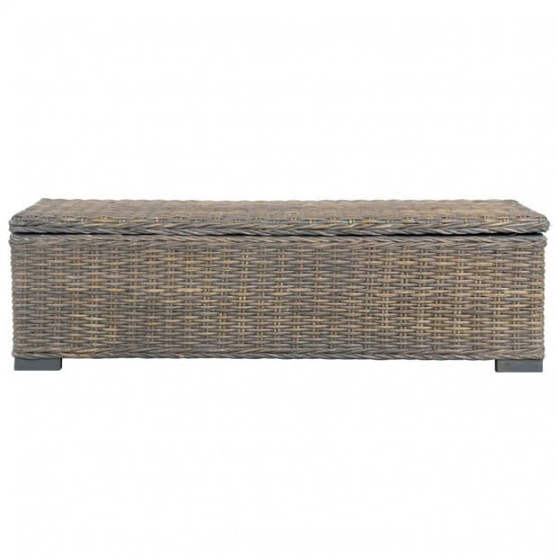 Storage Box 120 Cm Grey Kubu Rattan And Solid Mango Wood Image 3