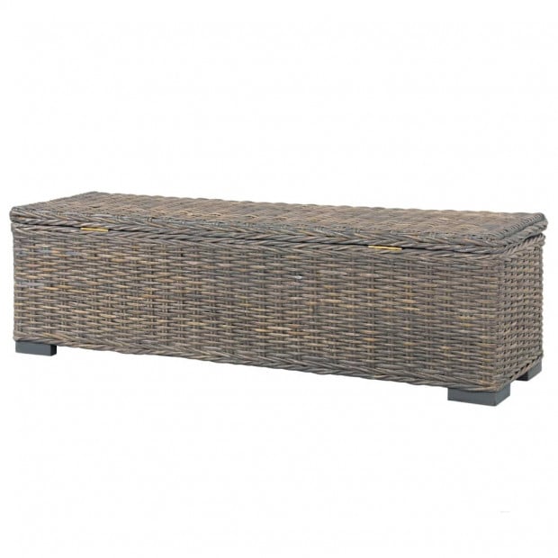 Storage Box 120 Cm Grey Kubu Rattan And Solid Mango Wood Image 5