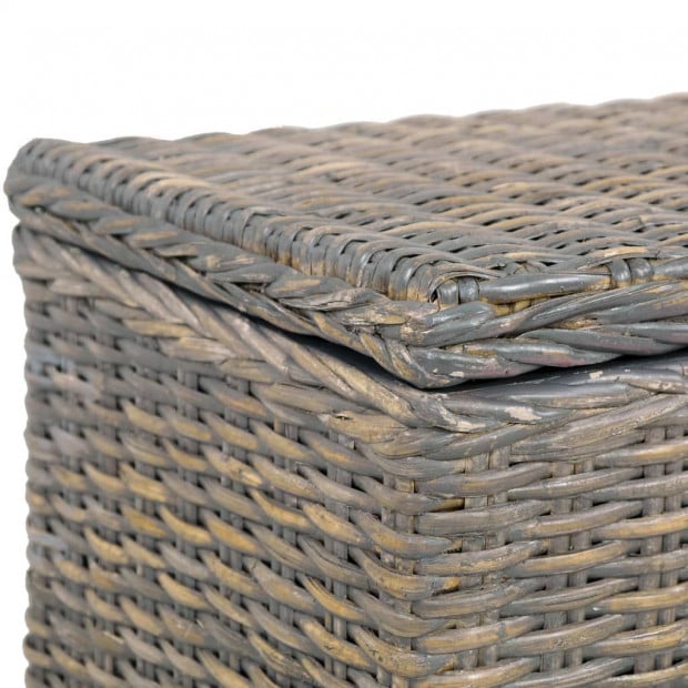 Storage Box 120 Cm Grey Kubu Rattan And Solid Mango Wood Image 6