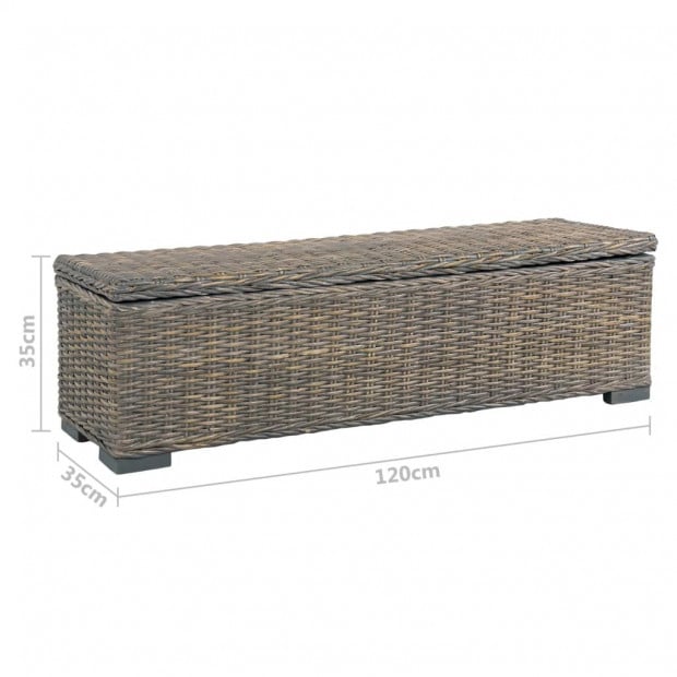 Storage Box 120 Cm Grey Kubu Rattan And Solid Mango Wood Image 8