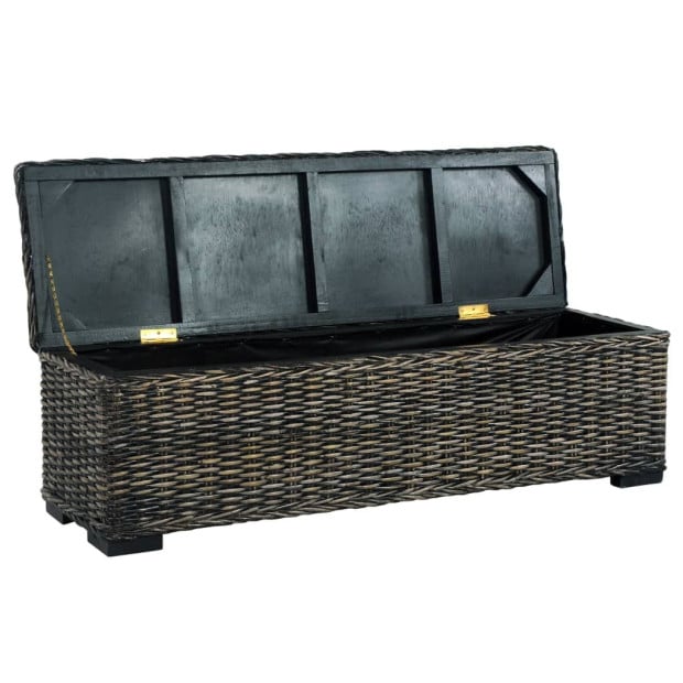 Storage Box 120 Cm Black Kubu Rattan And Solid Mango Wood Image 2