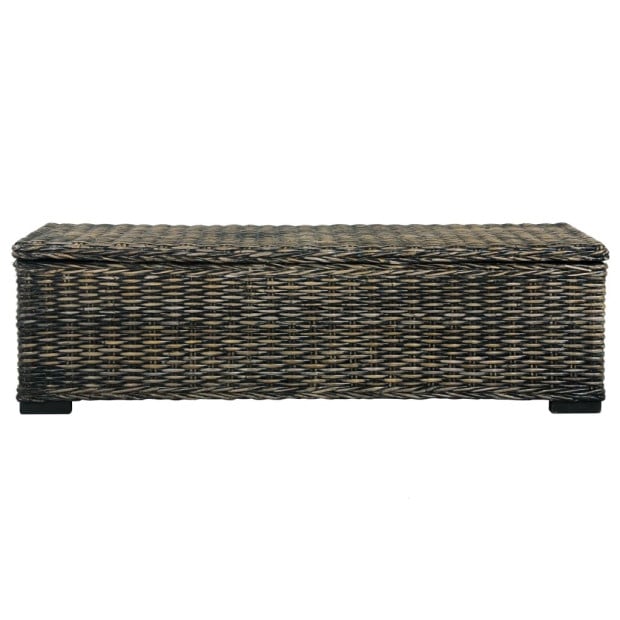 Storage Box 120 Cm Black Kubu Rattan And Solid Mango Wood Image 3