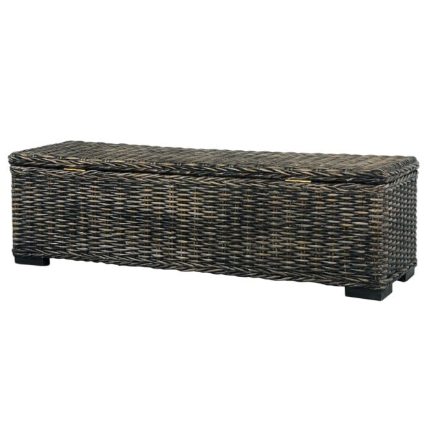 Storage Box 120 Cm Black Kubu Rattan And Solid Mango Wood Image 5