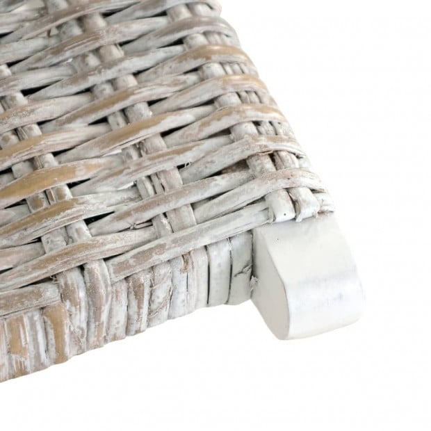 Relaxing Chair White Natural Kubu Rattan And Solid Mahogany Wood Image 5