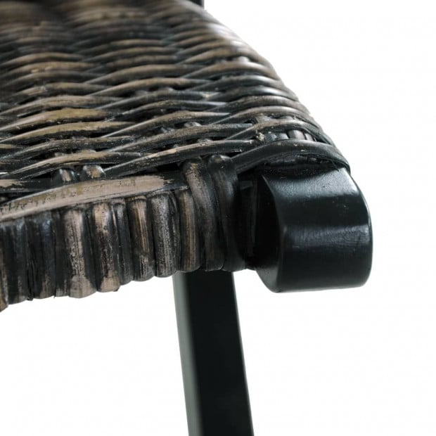 Relaxing Chair Black Natural Kubu Rattan And Solid Mahogany Wood Image 5