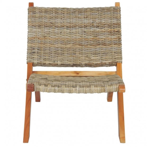 Relaxing Chair Natural Kubu Rattan And Solid Mahogany Wood Image 2