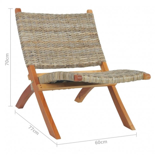 Relaxing Chair Natural Kubu Rattan And Solid Mahogany Wood Image 7