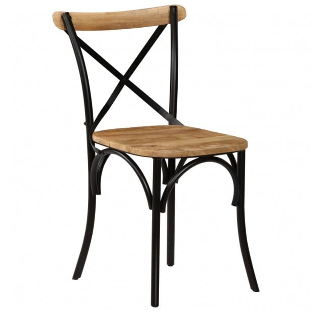 Cross Chairs 4 Pcs Black Solid Mango Wood Image 2