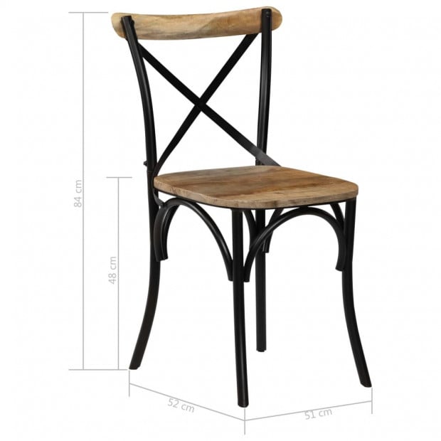 Cross Chairs 4 Pcs Black Solid Mango Wood Image 11