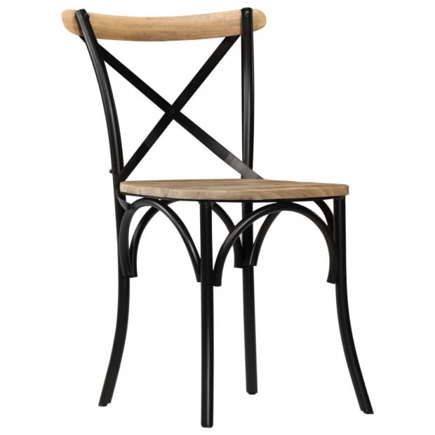 Cross Chairs 4 Pcs Black Solid Mango Wood Image 3
