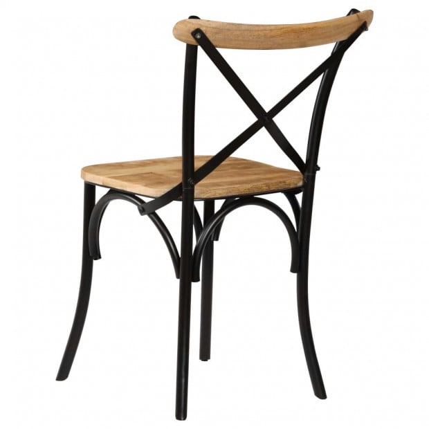 Cross Chairs 4 Pcs Black Solid Mango Wood Image 4