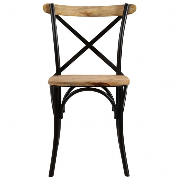 Cross Chairs 4 Pcs Black Solid Mango Wood Image 5