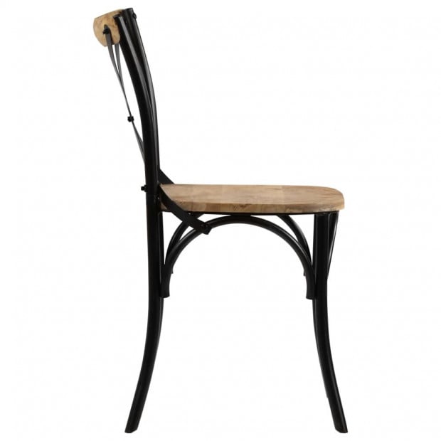 Cross Chairs 4 Pcs Black Solid Mango Wood Image 6