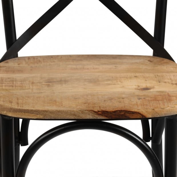 Cross Chairs 4 Pcs Black Solid Mango Wood Image 7