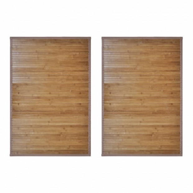 Bamboo Bath Mats 2 Pcs 60 X 90 Cm Brown