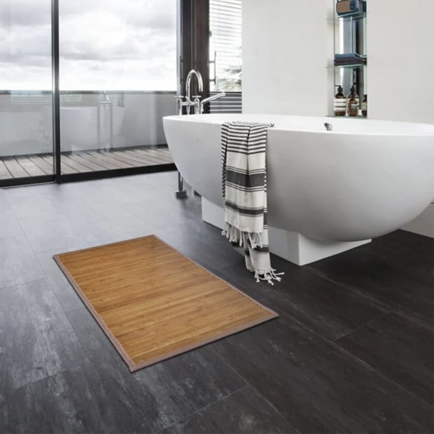 Bamboo Bath Mats 2 Pcs 60 X 90 Cm Brown Image 2