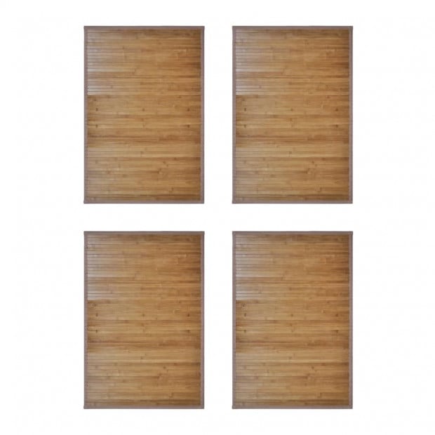 Bamboo Bath Mats 4 Pcs 60 X 90 Cm Brown