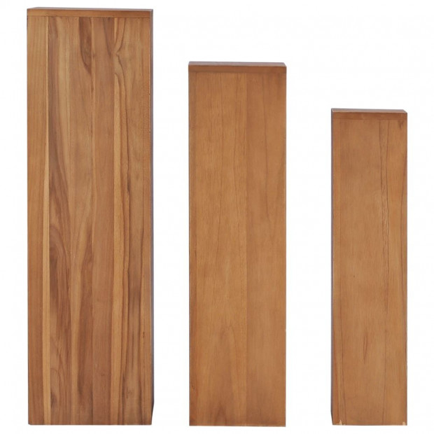 3 Piece Plant Stand Set Solid Teak Wood Image 2