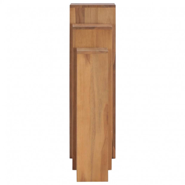 3 Piece Plant Stand Set Solid Teak Wood Image 3